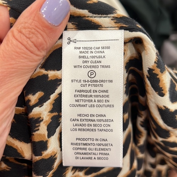 EQUIPMENT FEMME Essential silk button down shirt dress natural leopard medium - Picture 4 of 8